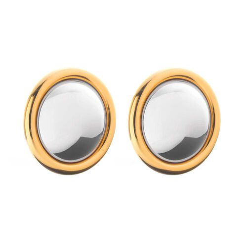 Silk & Steel Globe Two Tone Earrings